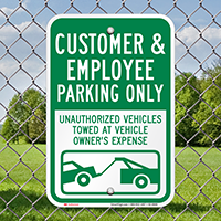 Customer And Employee Parking Only Signs
