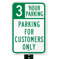 3 Hour Parking For Customers Only Signs