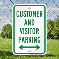 Customer And Visitor Parking Bidirectional Arrow Signs