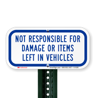 Not Responsible for Damage Signs