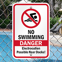 Danger No Swimming Electrocution Possible Signs