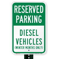 Diesel Vehicles (Winter Months Only) Reserved Parking Signs
