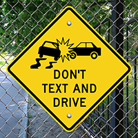 Don't Text And Drive, No Cell Phone Signs