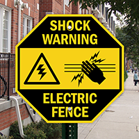 Shock Warning Electric Fence with Graphic Sign
