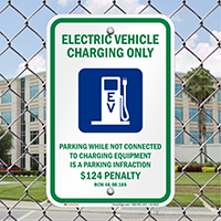 Electric Vehicle Charging Only Signs with Graphic 