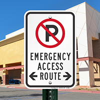 Emergency Access Route Signs (With Bidirectional Arrow)