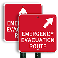 Evacuation Route Upper Right Arrow Sign