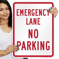 Emergency Lane, No Parking Signs