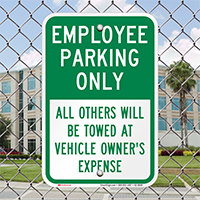 Employee Parking Only, All Others Towed Signs