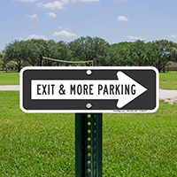 Exit and Parking Signs with Right Arrow