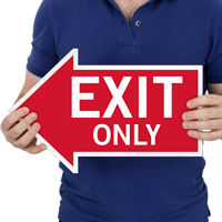 Exit Only, Left Die-Cut Directional Signs