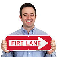 Fire Lane, Right Arrow Directional Parking Signs