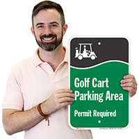 Golf Cart Parking Area Permit Required Signs