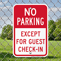 No Parking, Except For Guest Check-In Signs