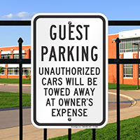 Guest Parking, Unauthorized Cars Towed Signs