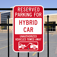 Reserved Parking For Hybrid Car Signs
