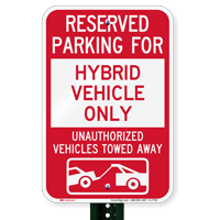 Reserved Parking For Hybrid Vehicle Only Signs