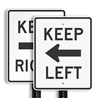 Keep Left (left arrow) Aluminum Parking Signs