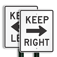 Keep Right (right arrow) Aluminum Parking Signs