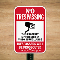 Massachusetts Trespassers Will Be Prosecuted Sign
