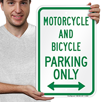 Motorcycle And Bicycle Parking Only Signs