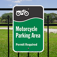 Motorcycle Parking Area Permit Required Signs