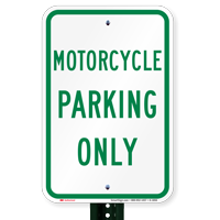 MOTORCYCLE PARKING ONLY Aluminum Reserved Parking Signs
