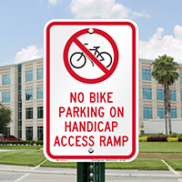 No Bike Parking On Handicap Access Ramp Reflective Sign