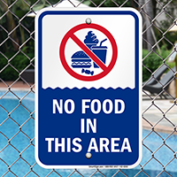 No Food In This Area Pool Safety Signs