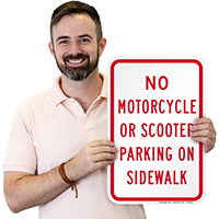 No Motorcycle Or Scooter Parking On Sidewalk Signs