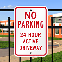 No Parking 24 Hour Active Driveway Signs