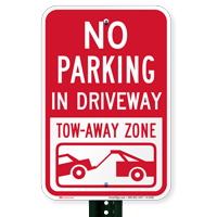 No Parking - In Driveway Signs