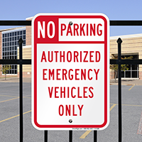 No Parking Authorized Emergency Vehicles Only Signs