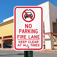 No Parking, Fire Lane, Keep Clear Signs
