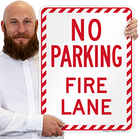 No Parking, Fire Lane, Stripped Border Signs