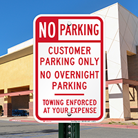 No Overnight Customer Parking Signs