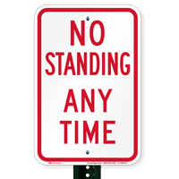 No Standing Any Time Parking Restriction Signs