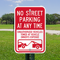 No Street Parking At Any Time Signs