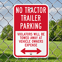 No Tractor Trailer Parking, Bidirectional Signs