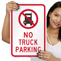 No Truck Parking Signs with Quaint Symbol
