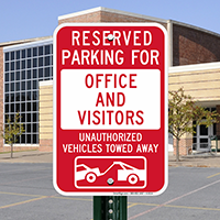 Reserved Parking For Office And Visitors Signs
