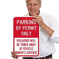 Parking By Permit Only, Violators Towed Away Signs