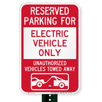 Reserved Parking For Electric Vehicle Only Signs