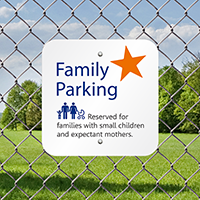 Parking Reserved For Families With Small Children Signs
