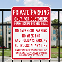 Private Parking Only For Customers Signs
