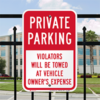 Private Parking, Violators Towed Away Signs