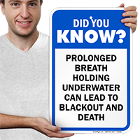 Prolonged Breath Holding Underwater Pool Signs