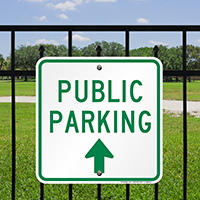 Public Parking Signs with Bidirectional Arrow