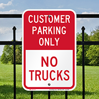 Reserved Customer Parking Only, No Trucks Signs