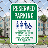 Reserved Expectant Mothers, Families, Children, Disabled Signs
